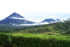 Beautiful foothills and streams separate El Castillo from Arenal Volcano.